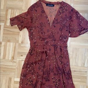 Printed Midi Length Wrap Dress